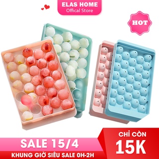 Khay đá bi tròn tủ lạnh 33 viên có nắp đậy, Khuôn làm thạch hoa quả hình bi tròn ngộ nghĩnh
