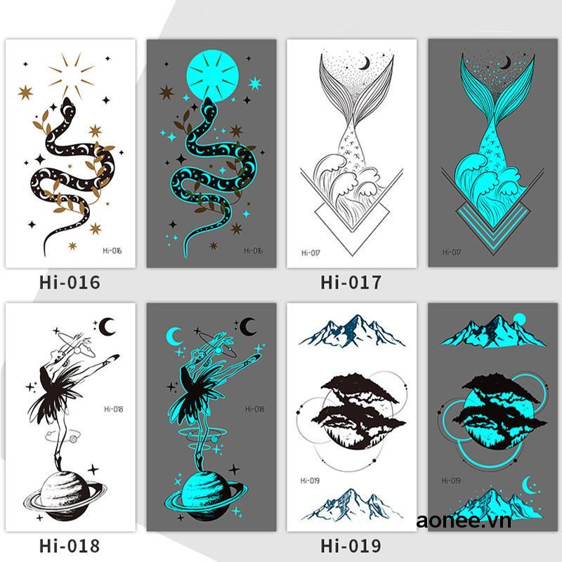 ✨✨Miếng Dán Hình Xăm Dạ Quang Màu Xanh Dương Độc Đáo Dùng Trang Trí