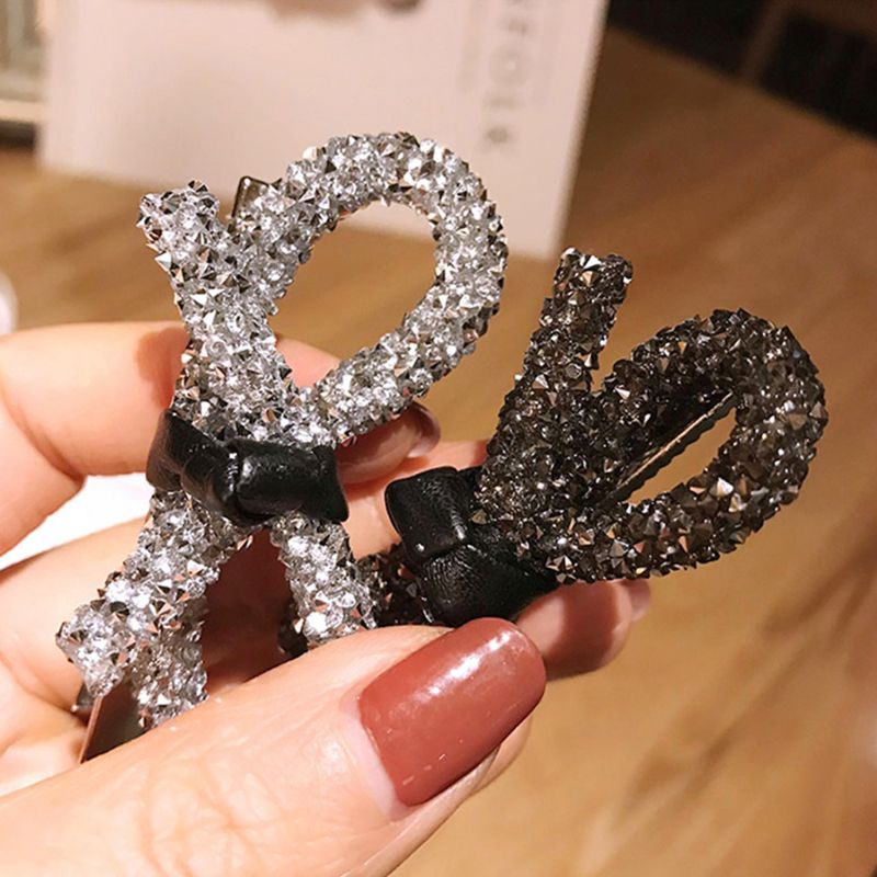 Youyo Kẹp Tóc Hình Nơ Rỗng Đính Đá Lấp Lánh Phong Cách Vintage Cho Nữ Alligat