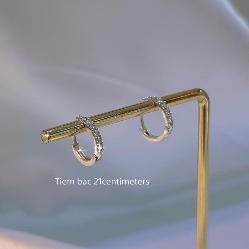Bông tai bạc 21 Centimeters Tròn Diamond Line ( Bán theo chiếc )