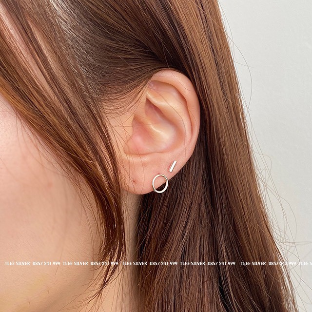 Khuyên tai bạc nữ TLEE hình khối tròn mini xinh xắn TleeJewelry B0277