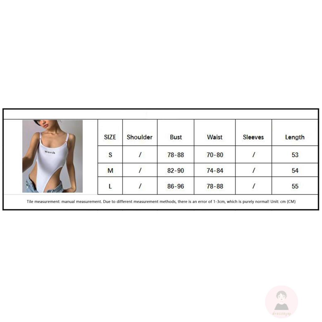 DRE-Women Bodysuit, Spaghetti Strap High-cut Letters Print Slim Fit Jumpsuit | BigBuy360 - bigbuy360.vn