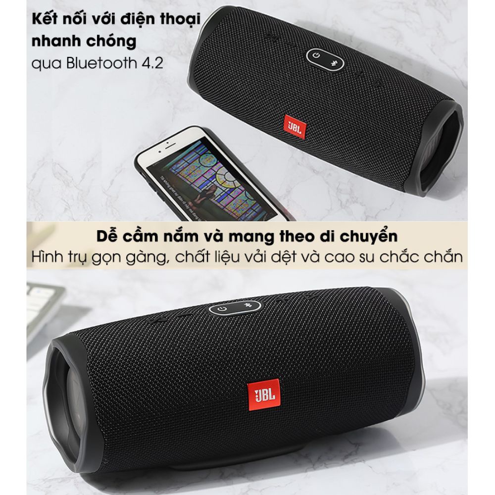 Loa Bluetooth JBL Charge 4 Công Suất 30W Sử Dụng Liên Tục 20h Có Thể Kết Nối 2 Điện Thoại Cùng Lúc Kháng Nước IPX7