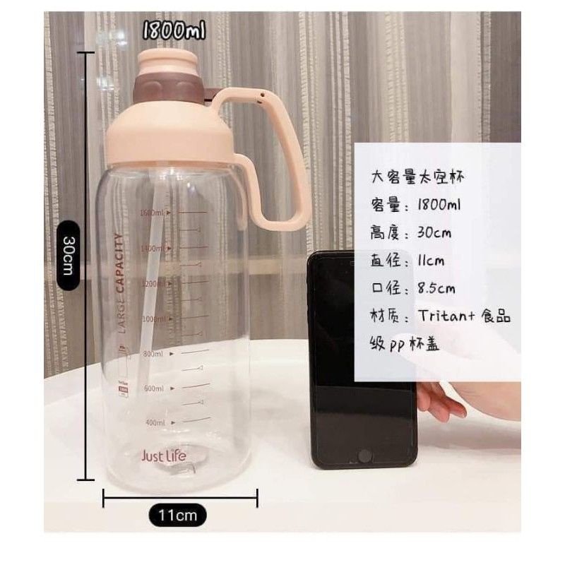 Bình nước, bình đựng nước tập gym 1800ml cao cấp