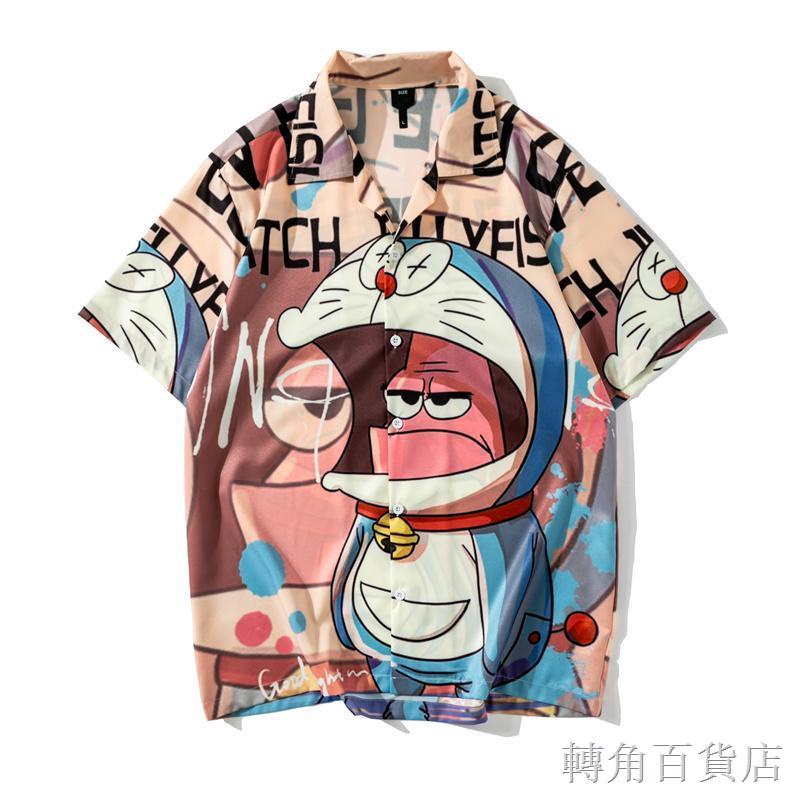Áo Sơ Mi Tay Lửng Dáng Rộng In Họa Tiết Doraemon Thời Trang Mùa Hè Cho Nam Và Nữ