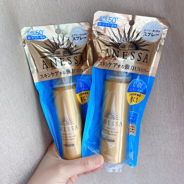 Xịt chống nắng Anessa Perfect UV Spray Sunscreen Aqua Booster 60g (màu vàng) -Eva'sCo