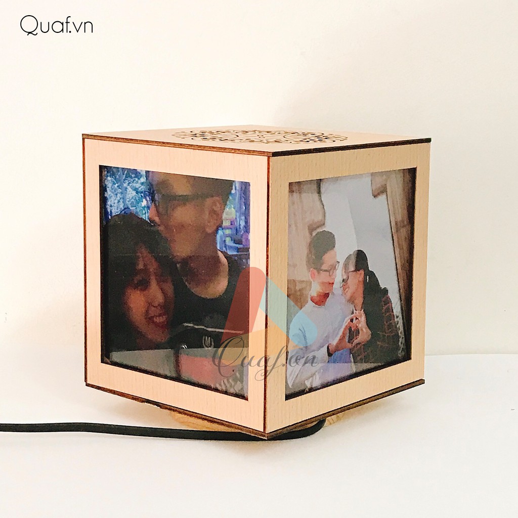 Đèn tranh gỗ vuông mini - đèn ngủ mini [IN ẢNH THEO YÊU CẦU]