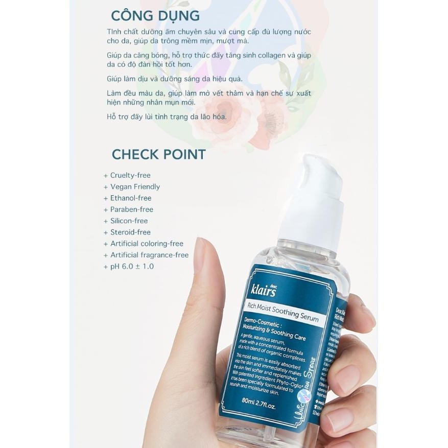 SAMPLE Tinh Chất Dưỡng Ẩm Cho Da Nhạy Cảm Klairs Rich Moist Soothing Serum 3ml