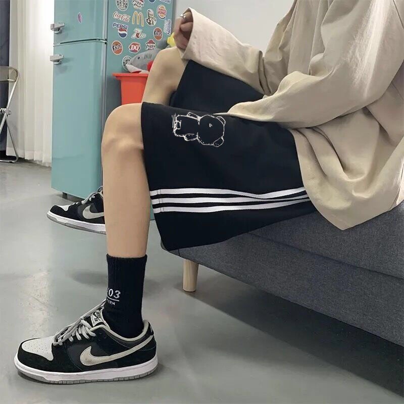 [ SIÊU HÓT] Quần Sooc Nam Nữ Mặc Nhà, Quần Đùi Unisex Ống Rộng Màu Đen In Hình Gấu - ZADOLA FASHION