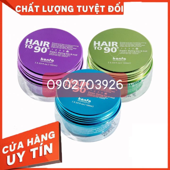 sáp ,Wax tạo kiểu tóc HAIR TO 90 100gr Kanfa-tạo nếp toc ấn tượng  cho nam giớ-giữ nếp tóc lâu-không khô tóc(có 3 mà