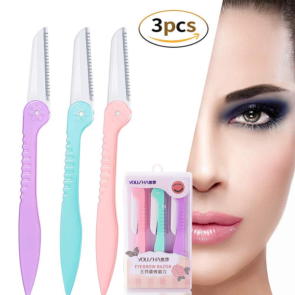 [Hàng mới về] Set 3 dao tỉa lông mày/cạo lông mặt di động cho nữ