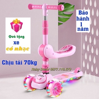 Xe Scooter, Chòi chân, Xe trượt cho bé bánh có đèn có nhạc 3 in 1 chịu lực 90KG