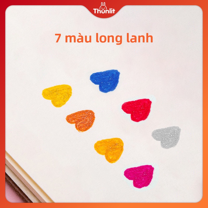 Set 12 ruột bút mực gel THUNLIT nhiều màu sắc dạ quang lấp lánh khác nhau ngòi 1.0mm 13cm dành cho trường học văn phòng