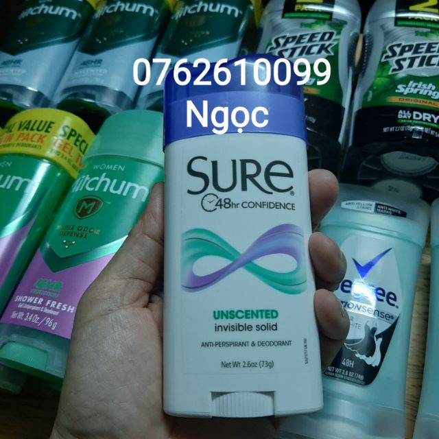 Lăn khử mùi SURE Unscented 48h Confidense ( 73g ) - Hàng Mỹ