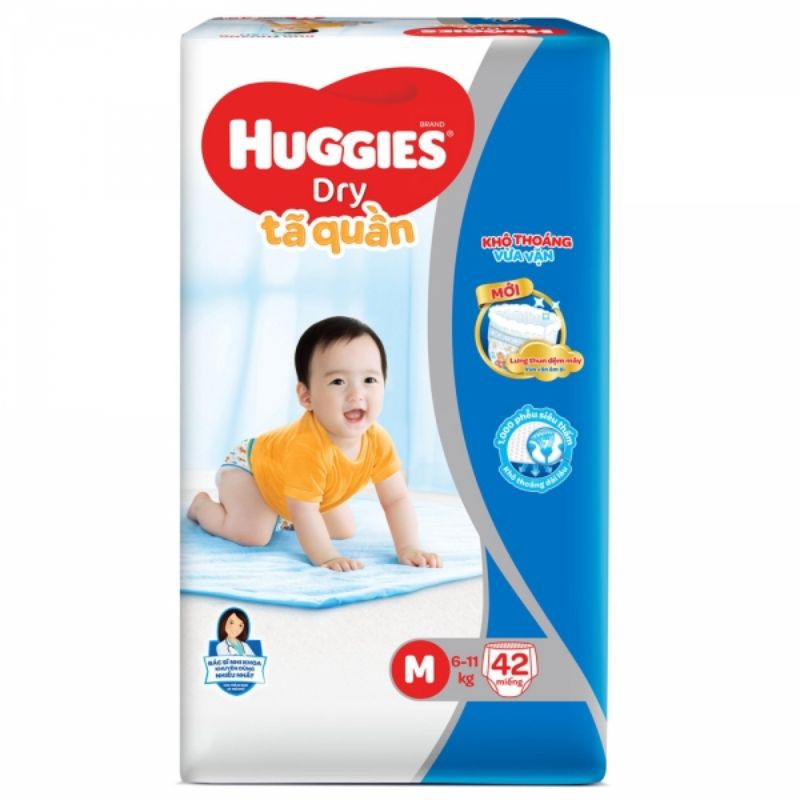 Bỉm tã quần Huggies Dry size M 42 miếng (6-11kg)
