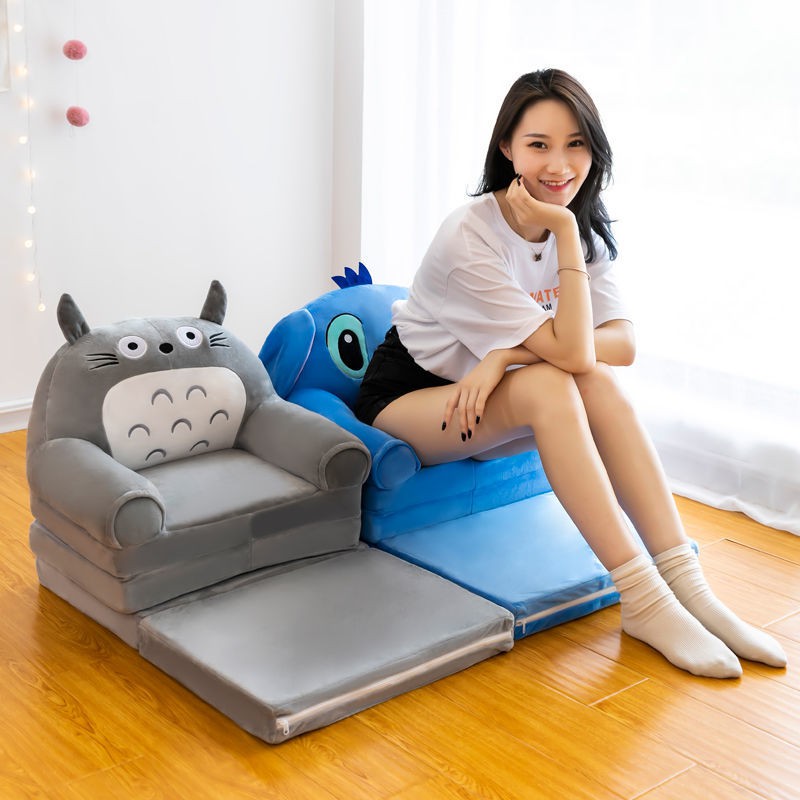 Ghế sofa trẻ em Pikachu dễ thương giường gấp hoạt hình cho bé trai và gái dành sơ sinh có thể tháo rời giặt được