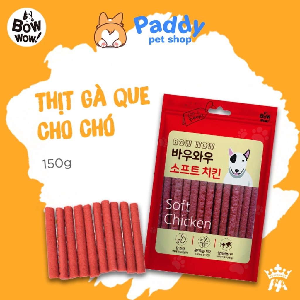 [Túi lớn 150g] Cá Hồi &amp; Gà Que Bowwow Soft Snack Cho Chó