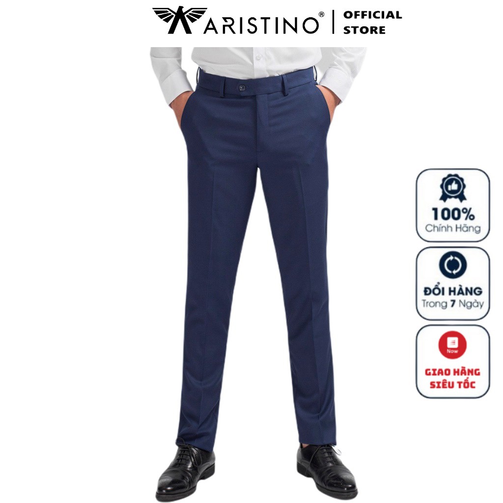 Quần Tây Nam Aristino ATR02008 Quần Âu Nam Màu Xanh Tím Than 34 Kiểu Dáng Slim Fit Vải Polyester