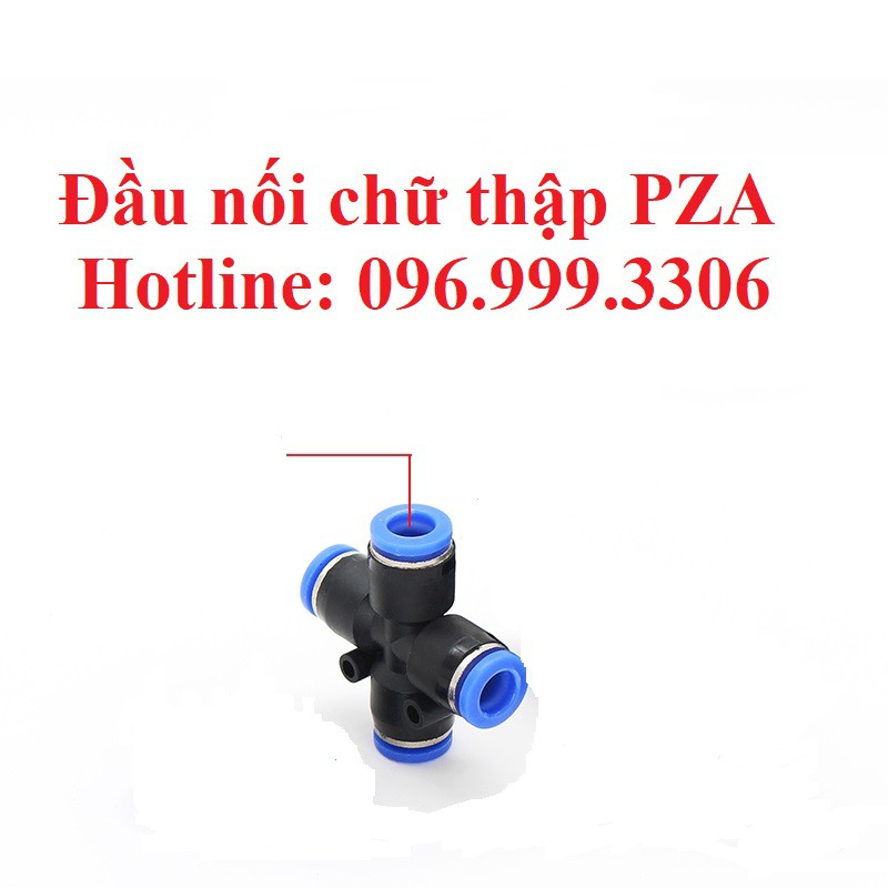 Đầu nối chữ thập, cộng, chia khí 4 hướng PZA khí nén, phun sương chịu được áp lực cao đầy đủ kích cỡ giá sỉ