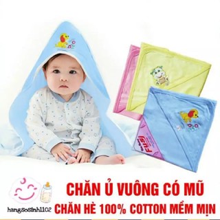 Chăn ủ vuông có mũ cho bé sơ sinh
