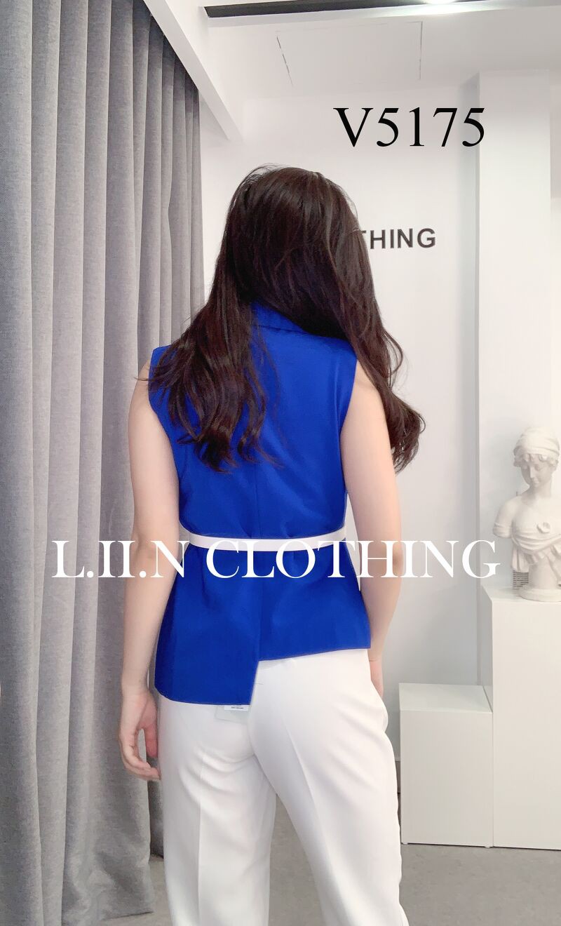 Áo vest gile nữ Linbi đủ size, kiểu dáng sành điệu cá tính màu xanh coban năng động Liin clothing V5175 | BigBuy360 - bigbuy360.vn