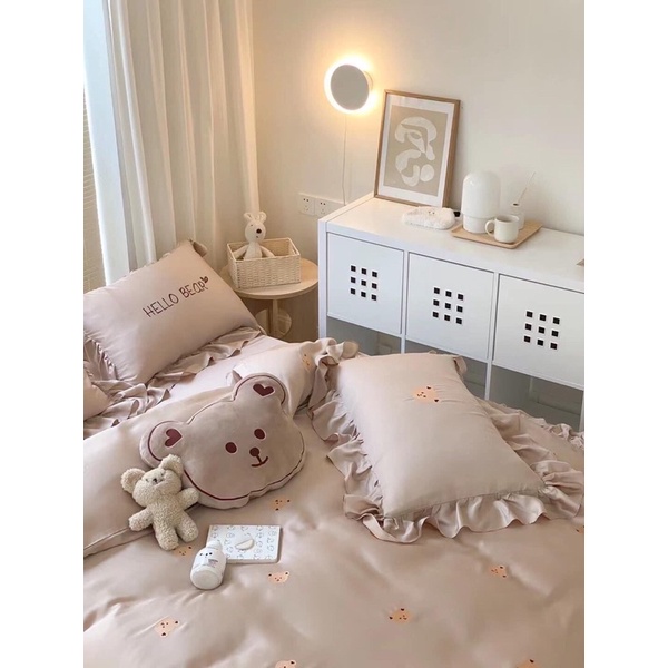 Chăn ga gối tencel Teddy Gấu 5 món
