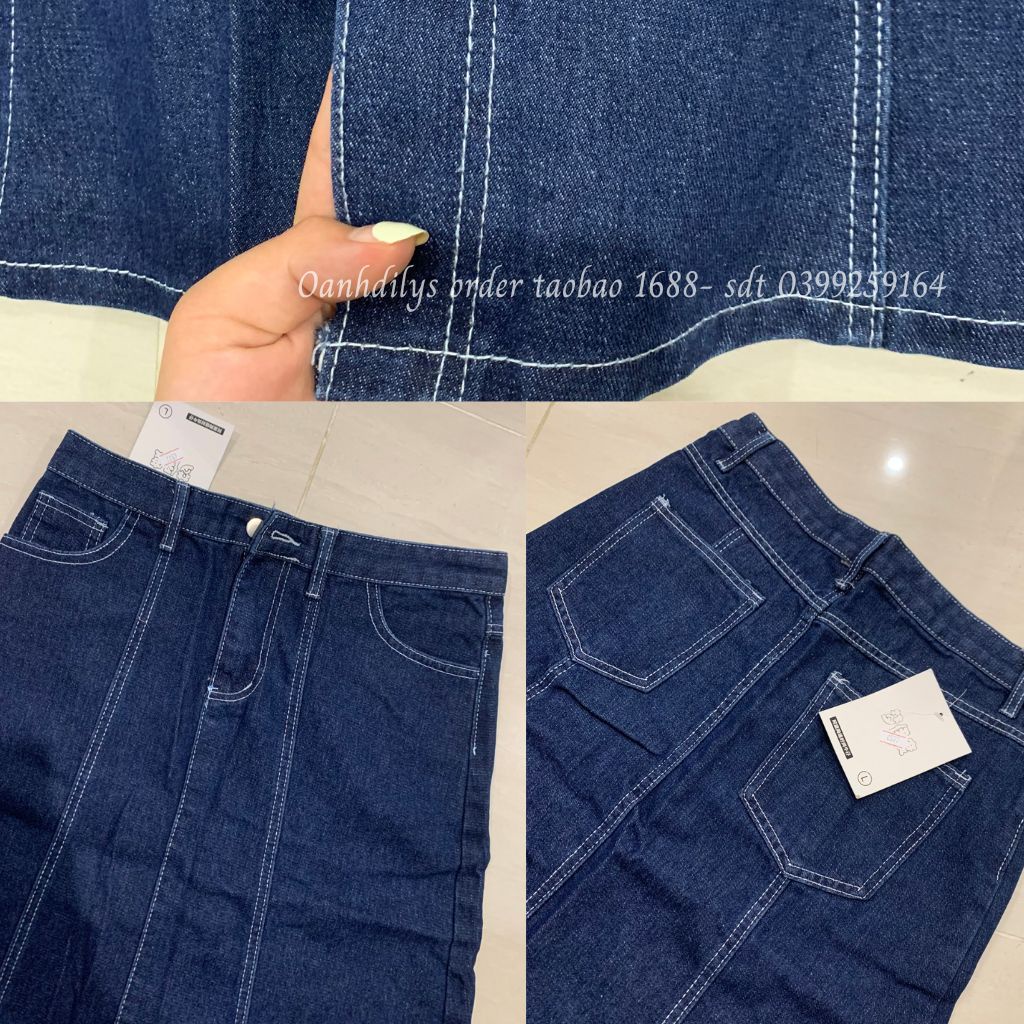 Chân váy jean đuôi cá cạp lưng cao, Chân váy bò dáng dài order ulzzang phong cách Hàn Quốc order Taobao
