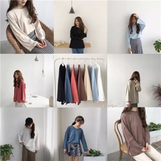 Áo thun trơn tay dài basic (sẵn màu đỏ gạch)