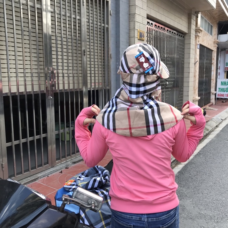 Mũ chống nắng đa năng nữ,  mũ chống nắng kèm khẩu trang trùm vai gáy mũ vải cotton dep