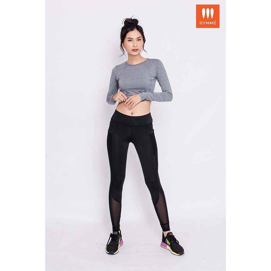 Quần tập legging nữ tập gym yoga dáng dài phối lưới READI - 01117