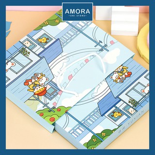 Hand Book SET 21 món gồm Sổ tay + Sticker dán + Giấy note + 6 cuộn Washi tape cao cấp - Amora UNI