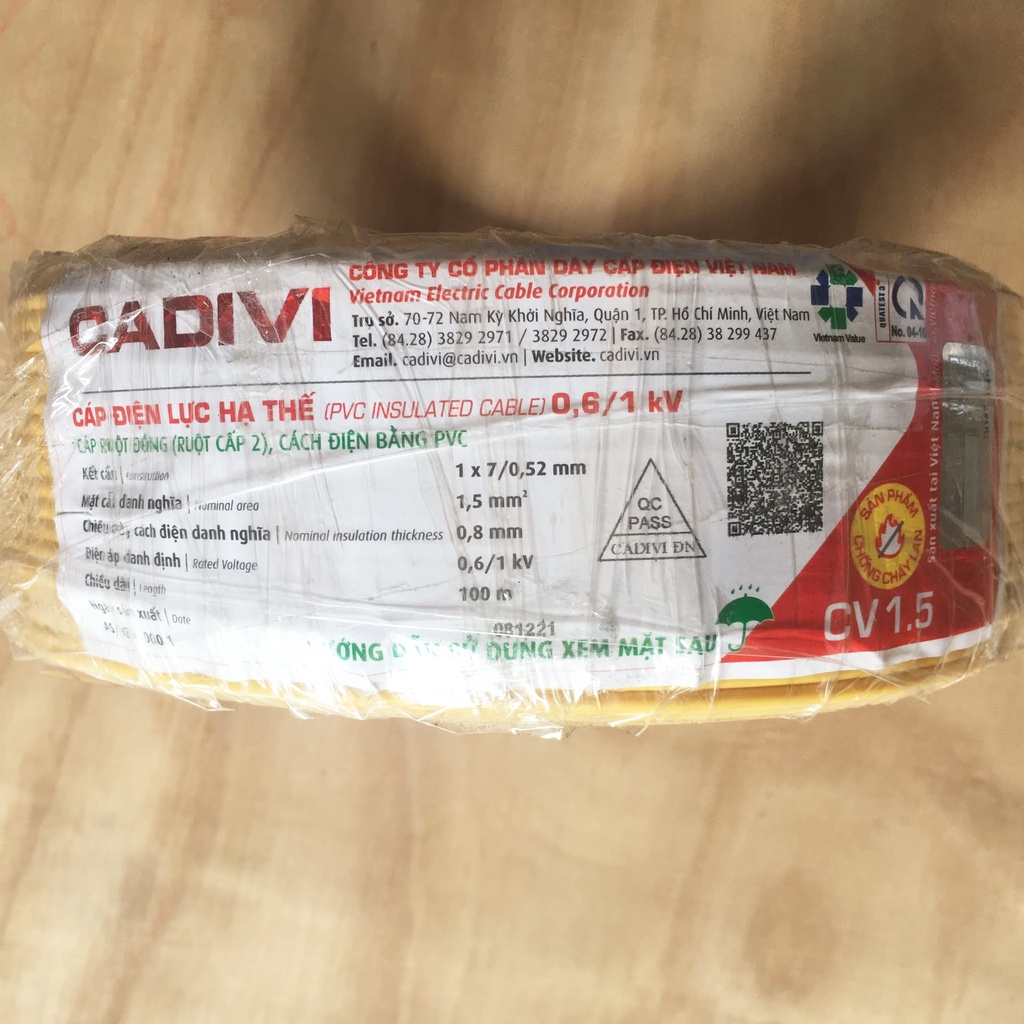 [Bán theo mét] Dây điện đơn Cadivi CV chính hãng- màu ngẫu nhiên