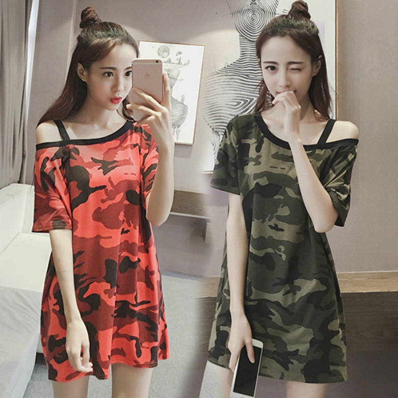 Đầm Thun Dài Hở Vai Tay Ngắn Họa Tiết Rằn Ri Cỡ Lớn Thời Trang Mùa Hè Mới Cho Nữ