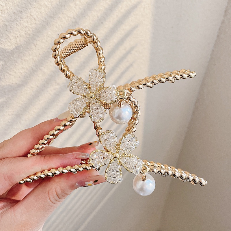 Kẹp Tóc Đính Đá Ngọc Trai Nhân Tạo Phong Cách Hàn Quốc Sang Trọng