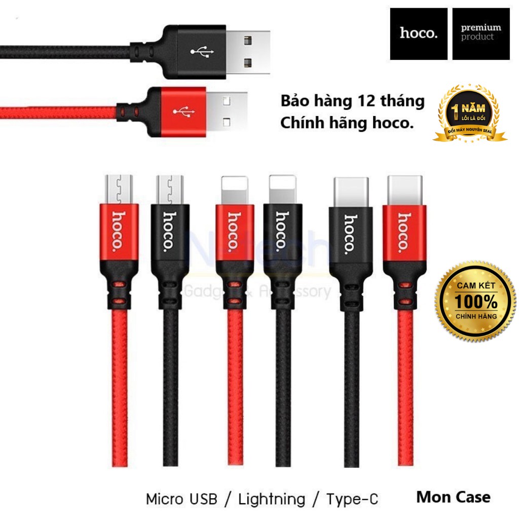 Hoco - Cáp sạc nhanh dây dù Hoco X14 - Dây Sạc IPhone/Ipad/Androi/TypeC Chính Hãng 1M/2M