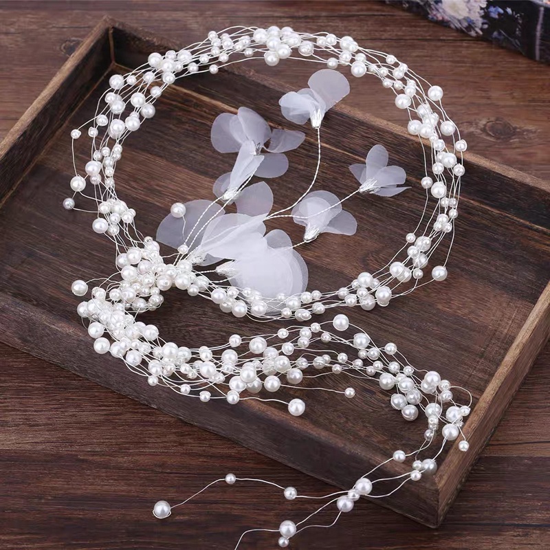 Cài tóc vòng hoa phối tua rua đính ngọc trai giả thời trang dành cho nữ