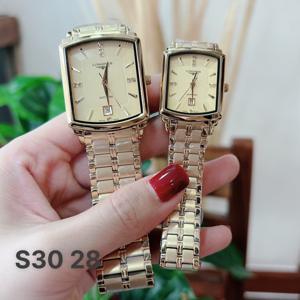 Đồng Hồ Nam Nữ Cặp Đôi 803M Longi Dây Thép - Size 28mm/30mm