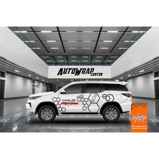 Tem họa tiết xe Fortuner Hexagonal - Tem họa tiết ô tô Toyota, tem dán sườn xe thể thao