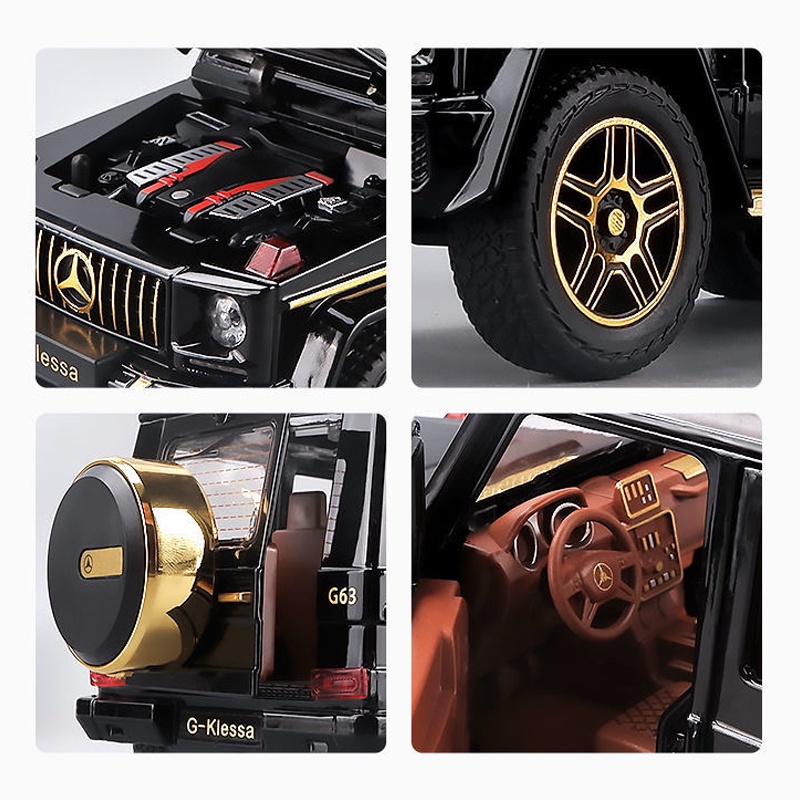 Mô Hình Xe Hơi Mercedes Benz G63 Bằng Hợp Kim Tỉ Lệ 1: 24 Có Đèn Và Âm Thanh Độc Đáo