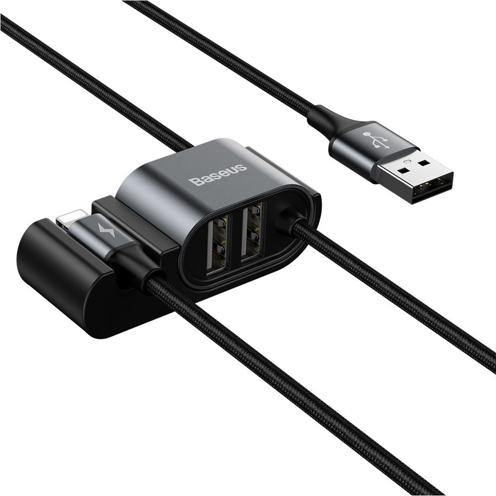 Cáp Lightning tích hợp cổng chia 2 USB BASEUS Special Data Cable for Backseat (USB to iP+Dual USB)