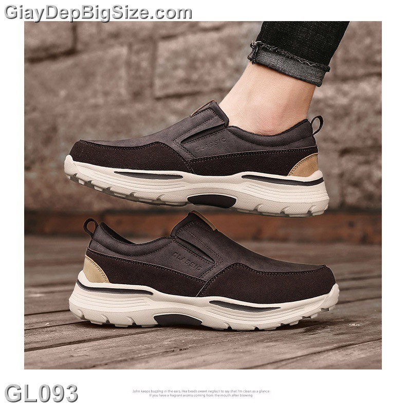 Giày mọi xỏ, giày lười big size cỡ lớn EU:46-48 cho nam chân mập bè u cao
