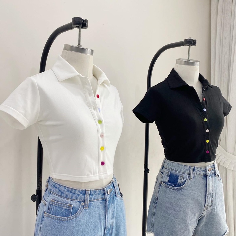 Áo crop nút nhiều màu
