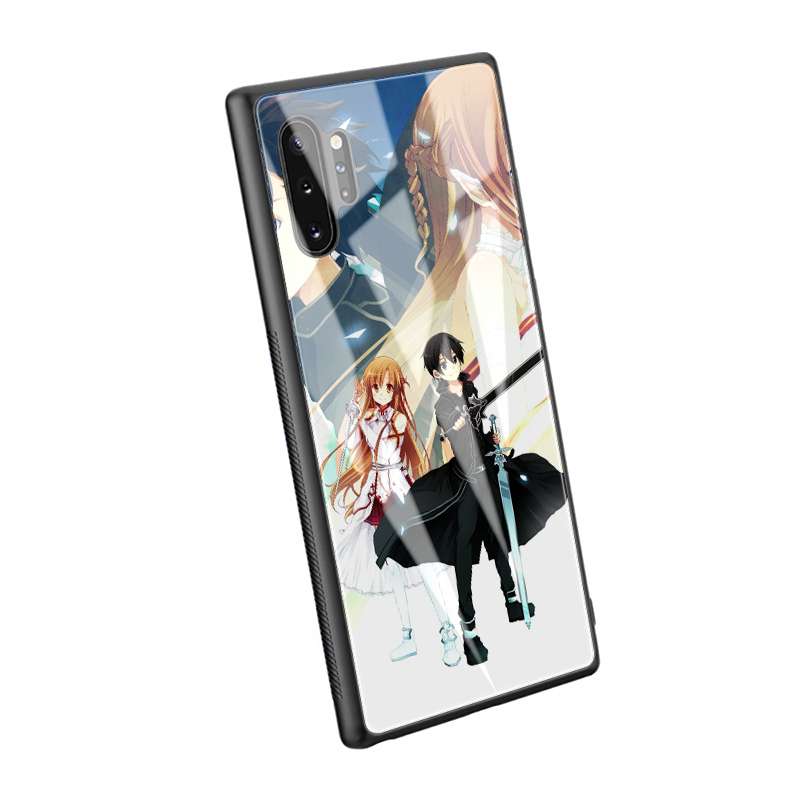 Ốp Lưng Kính Cường Lực In Hình Sword Art Online Nhật Bản Cho Samsung Note 8 9 10 S7 Edge S8 S9 S10 S20 Ultra Lite Plus