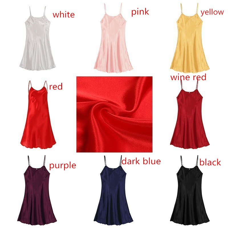 Đầm ngủ trơn dây mảnh quyến rũ