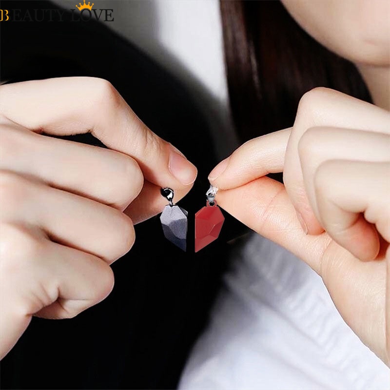 Set 2 Vòng cổ Mặt Đá Hình Trái Tim Thời Trang Cho Cặp Đôi