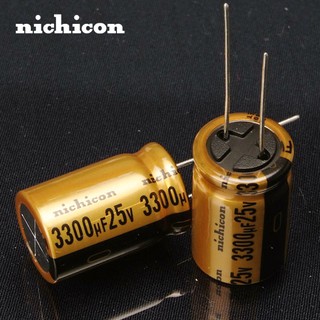 D04 Tụ điện màu vàng nichicon FW 3300Uf/25V 3300uF 25V(01 con)