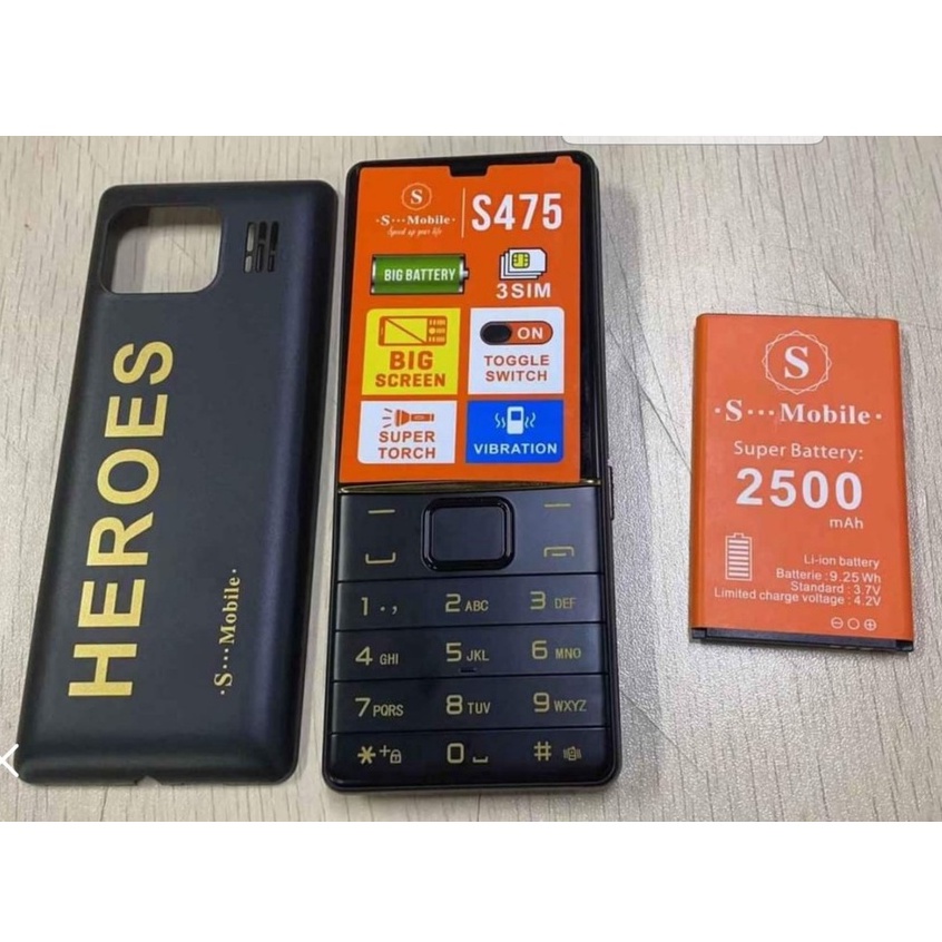 Điện thoại S_Mobile S475- 3 Sim 3 sóng, màn hình lớn 2.8inch, pin trâu - Mới,nguyên seal