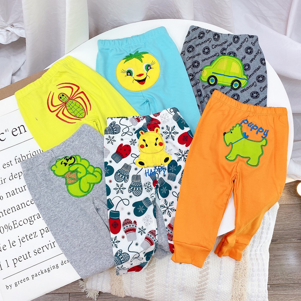 SET 5 Quần Dài Mông Thú Hình Thêu Nổi Chất Cotton Mềm Đẹp Cho Bé - Quần Dài Thu Đông Bé Trai Bé Gái