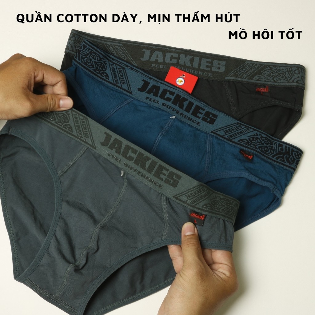 Quần lót nam JACKIES M07 thun cotton cao cấp siêu mát, quần sịp (brief) nam xuất khấu dáng tam giác bản lưng nhỏ