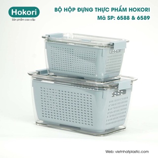 Hộp Nhựa TO Đựng Thực Phẩm Tủ Lạnh 2 Lớp Có Lỗ Thoát Nước Khóa Thoát Khí Dễ Dàng Bảo Quản Rau Củ